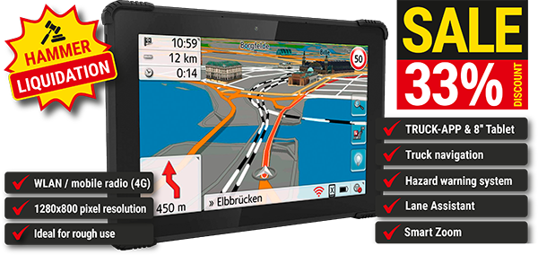 Robust / Wifi tablet incl. truck navigation (SALE!) - fleet.tech