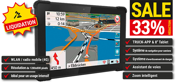 Tablette 4G / Wifi robuste avec navigation camion (LIQUIDATION !) 